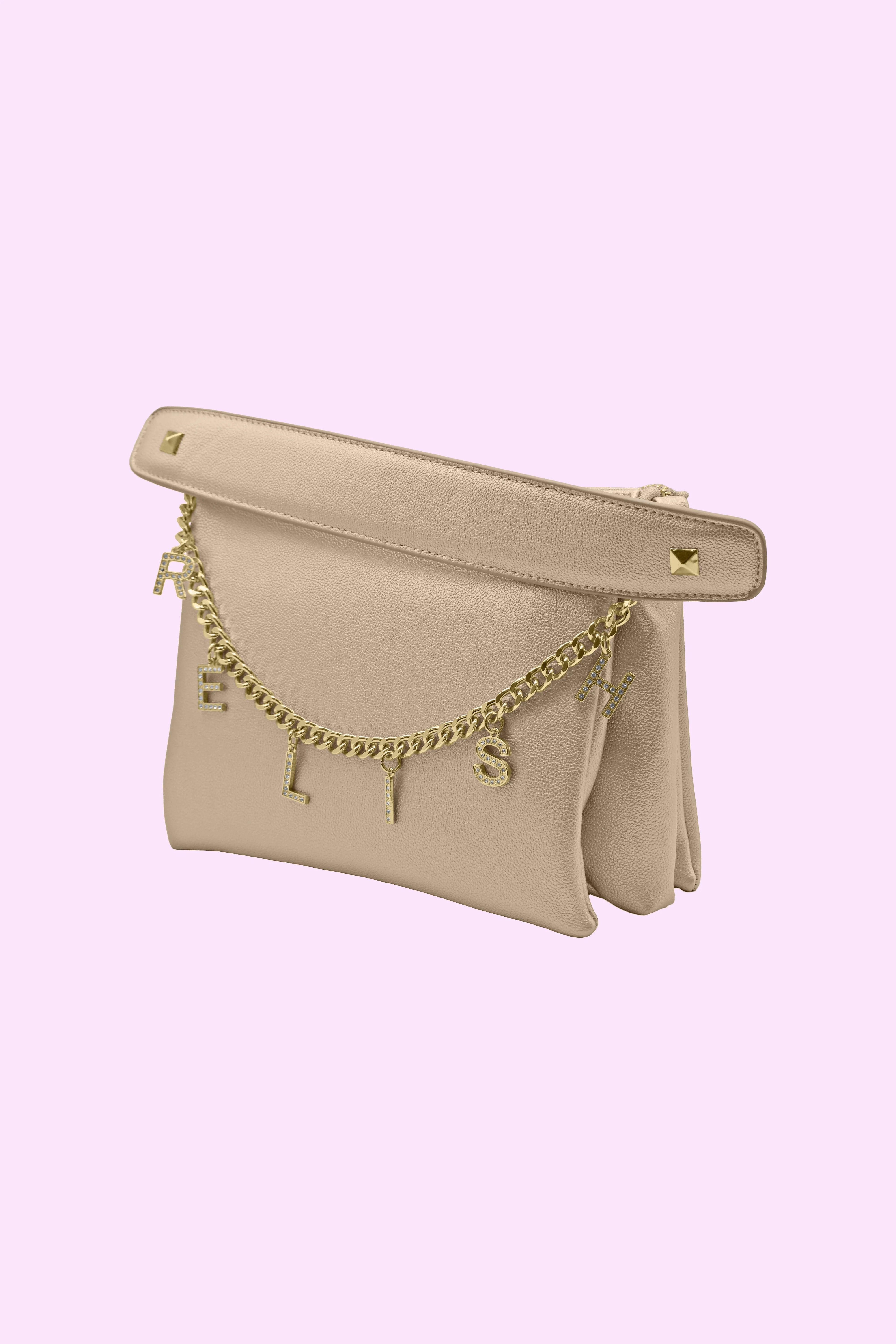 borsa FOX 1 manico più zip con catena più ciondoli logo ecopelle martellata - Image 4