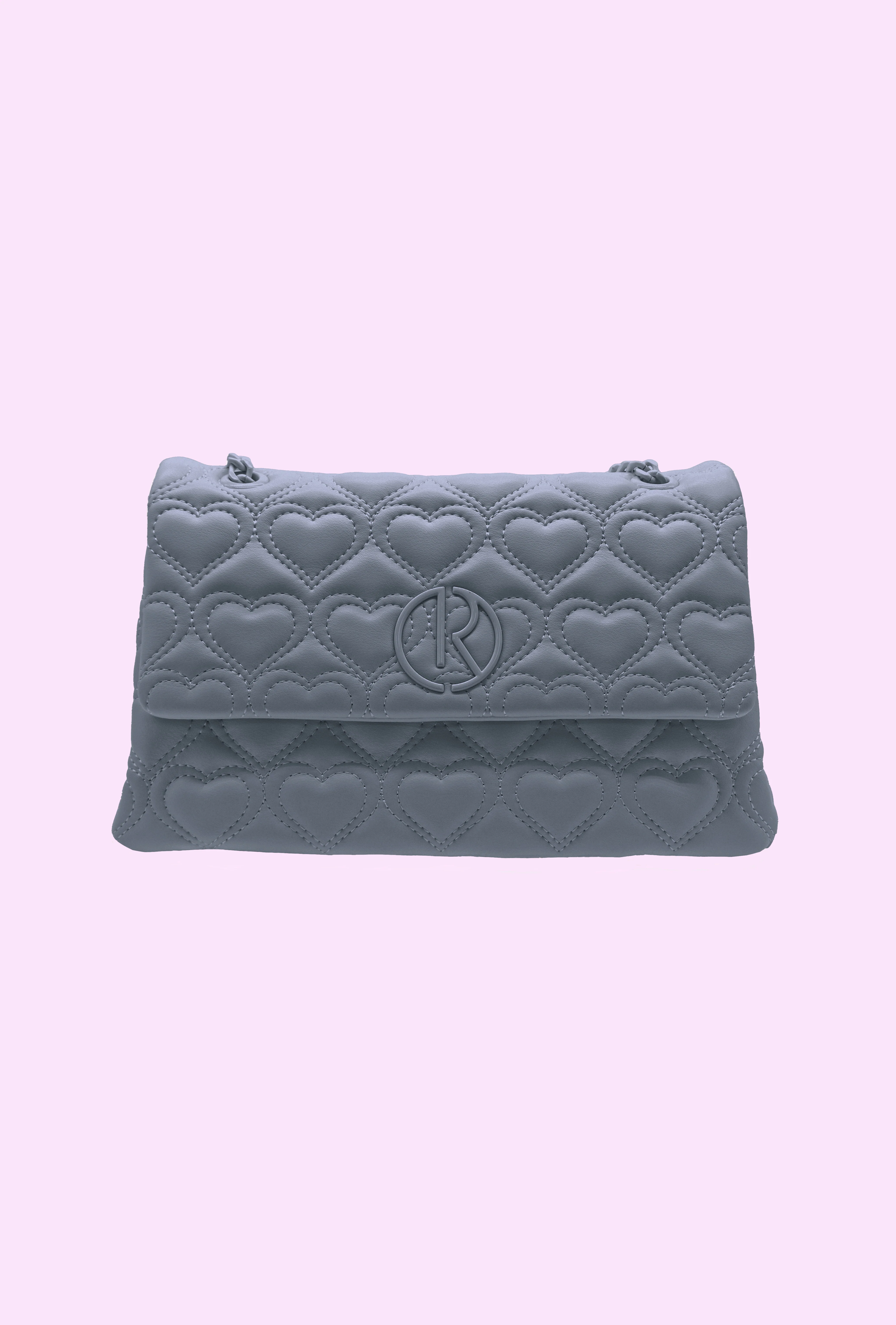 Borsa HEART con catena più trapunta doppia cucitura cuore più logo - Image 3