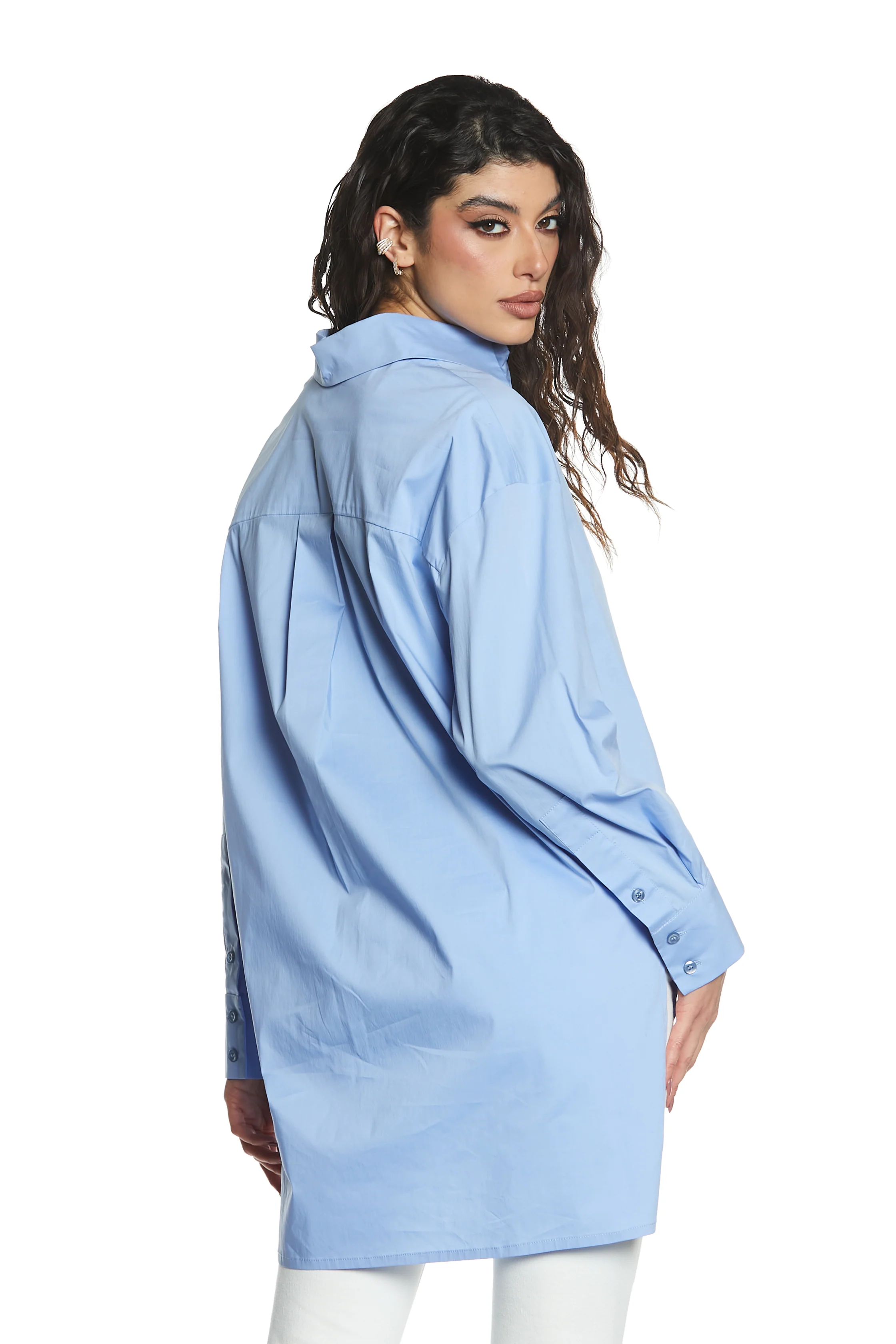 Camicia AFRODI lunga manica lunga asimmetrica con ricamo logo - Image 3