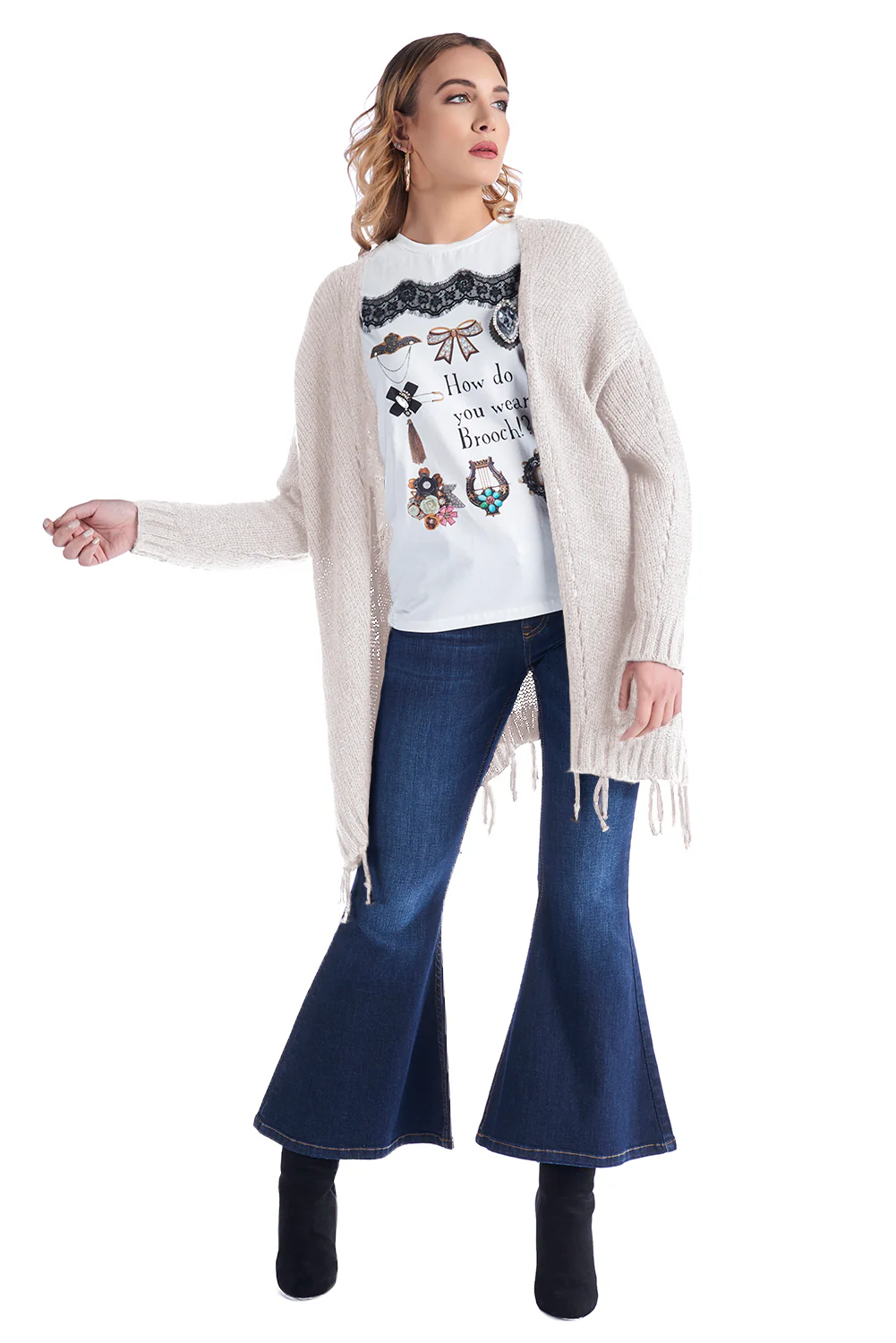 Cardigan modello ampio traforato  aperto con frange BILLIES - Image 6