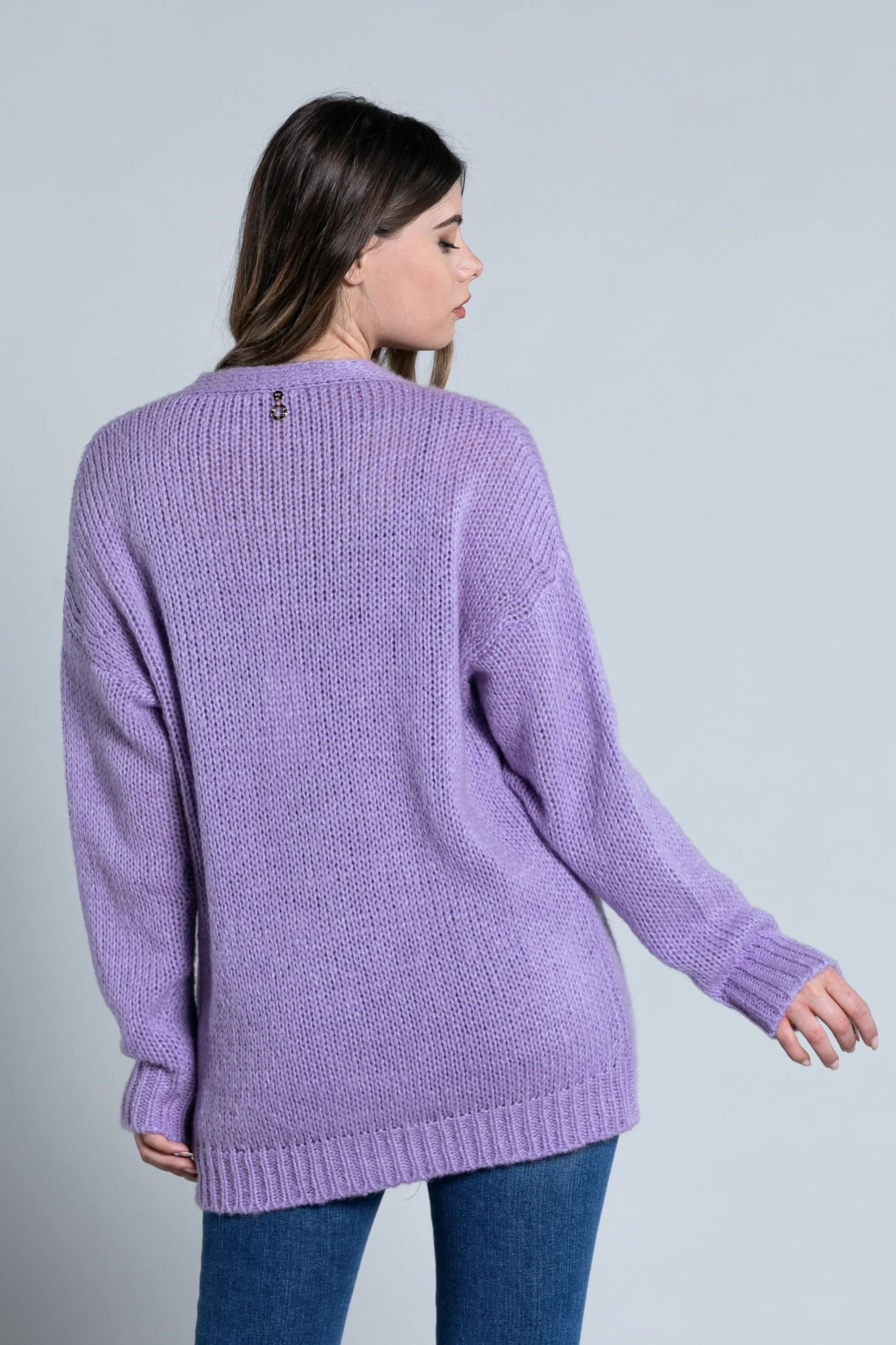 Cardigan SENZAV manica lunga con bottoni più profilo piume - Image 3